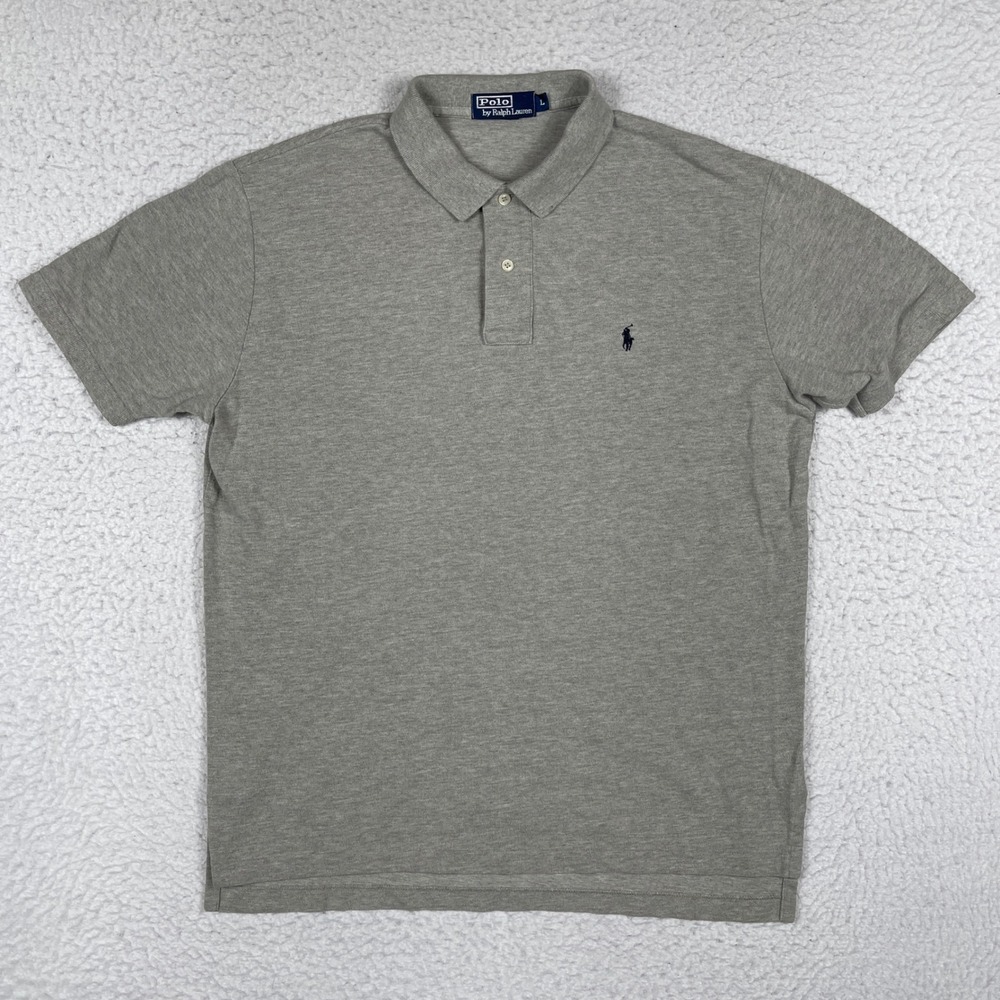 Polo Ralph Lauren Polo Shirt Mens Large Gray Short Sleeve Cotton Classic Logo
